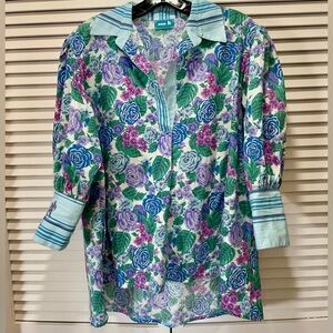 🪻HP🪻Artisanal Moroccan Floral Blouse